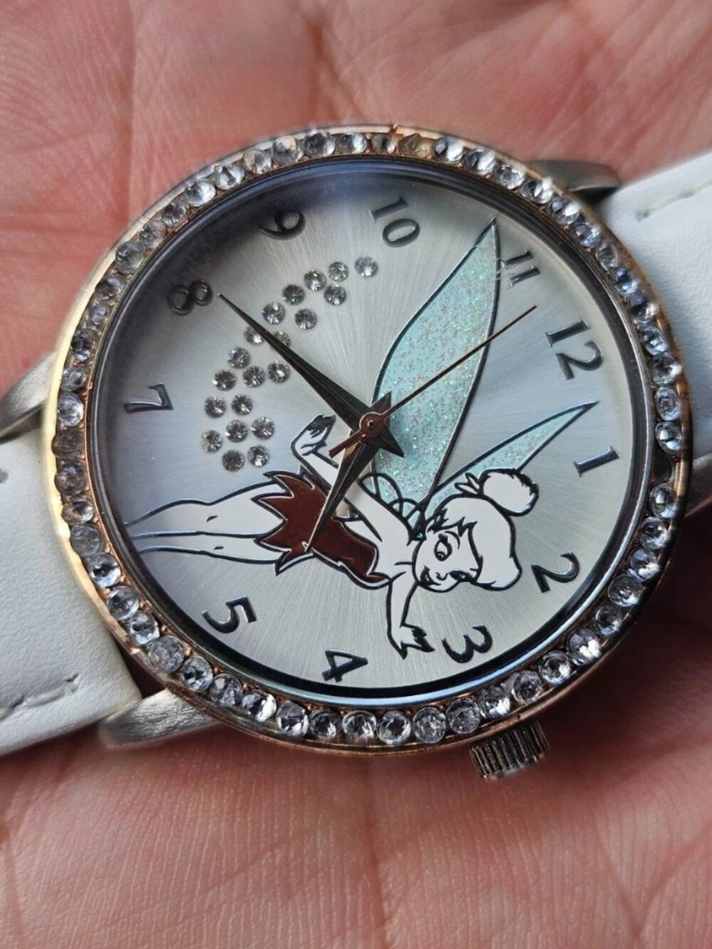 Disney Tinkerbell Dream Wristwatch Silver Tone Case Analog Quartz Watch Accutime